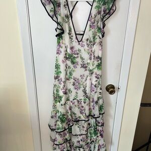 Karen Millen Green and Pink Ruffled Tiered Sundress